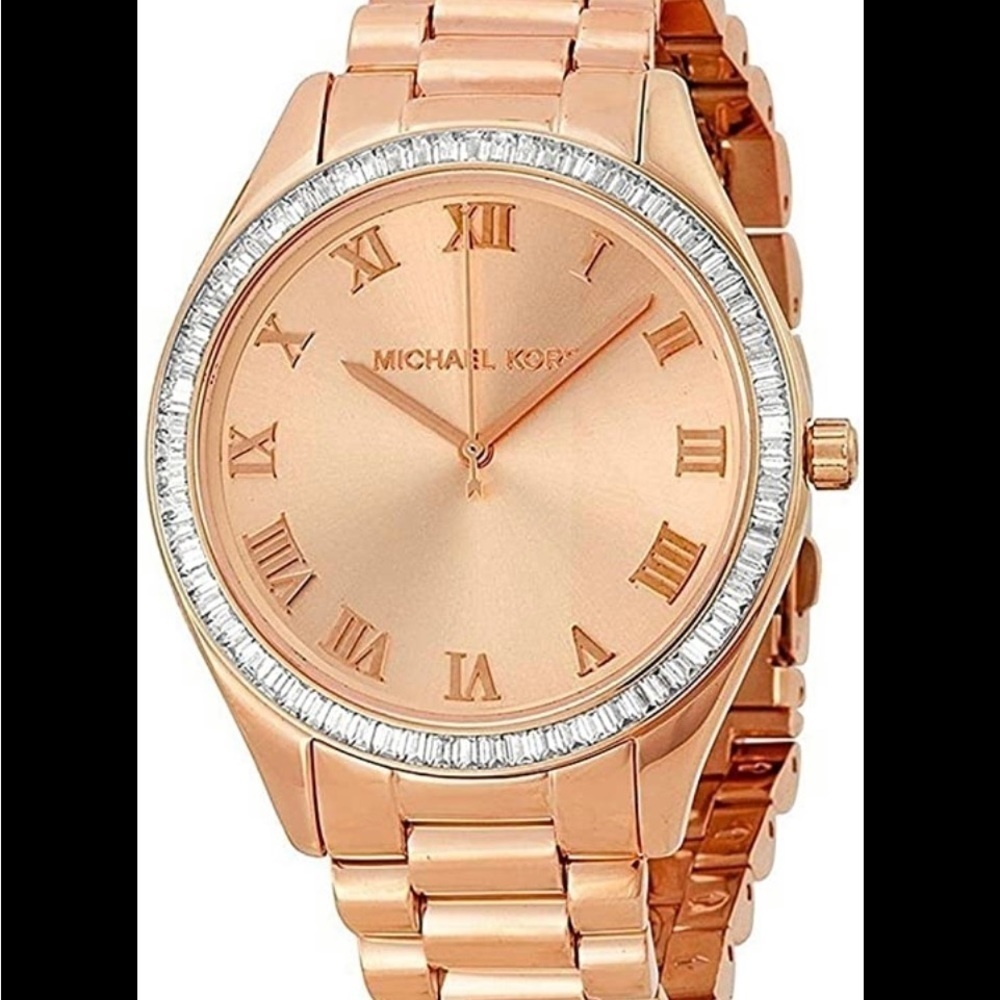 Michael Kors Blake Rose Gold Crystal Watch New Glam Designer MK3245